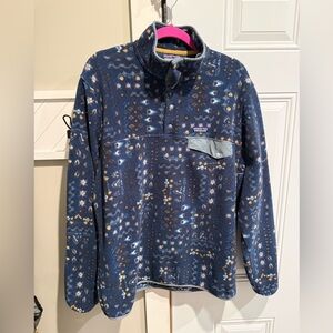 Patagonia Synchilla Navy and Light Blue Geometric Fleece Pullover in XL